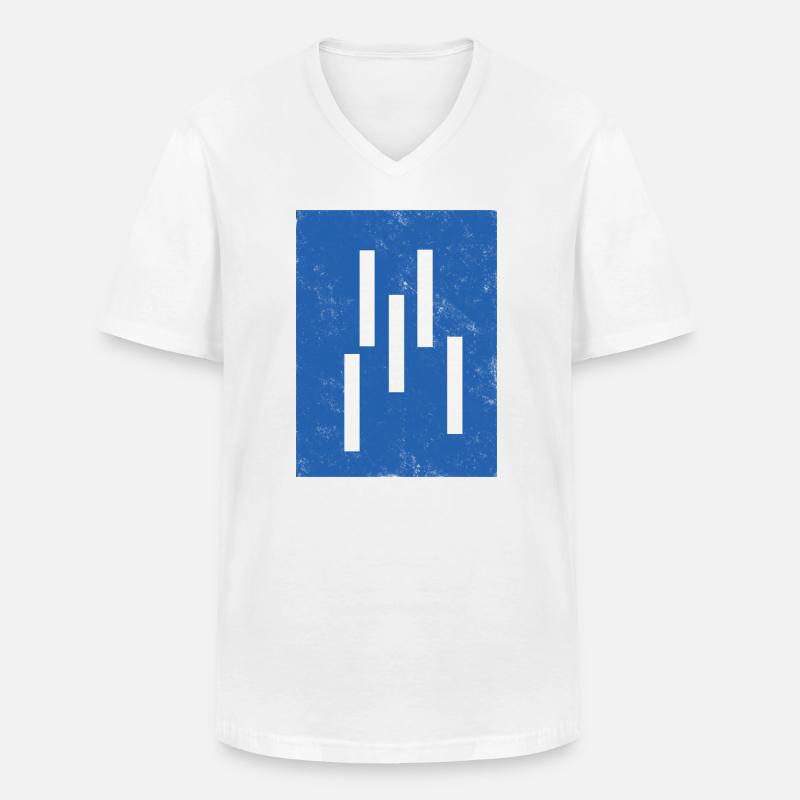 Abstrakte Vertikale Linien Komposition - Männer-T-Shirt mit V-Ausschnitt - Weiß