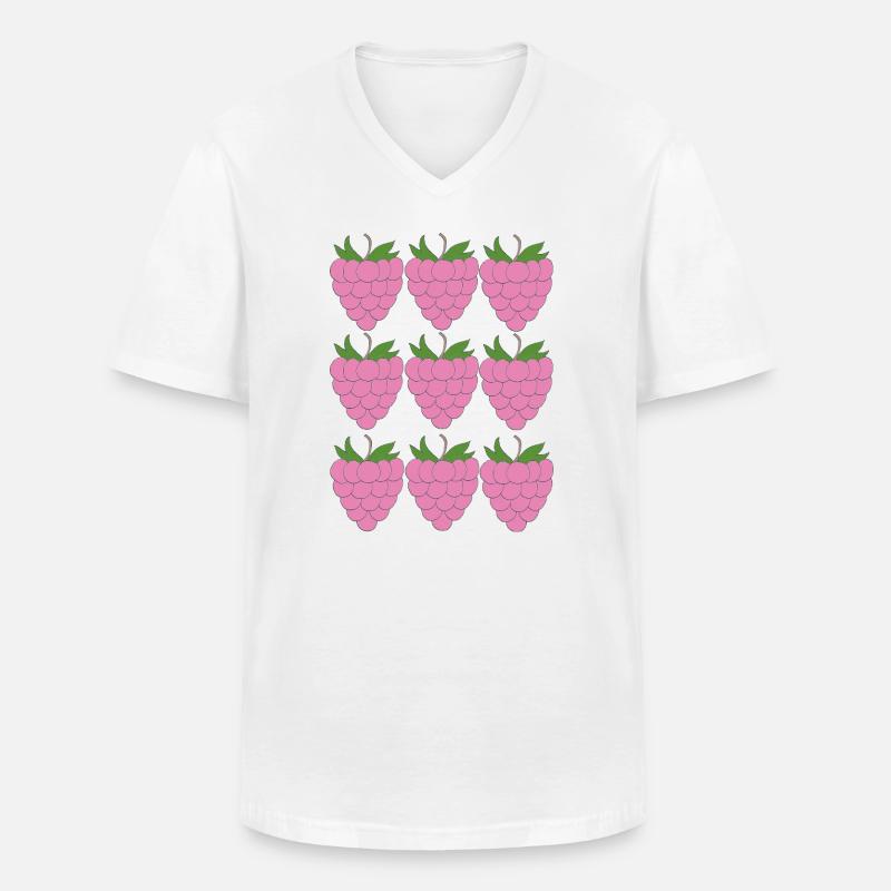 Raspberry Grid Pattern - Men's V-Neck T-Shirt - white
