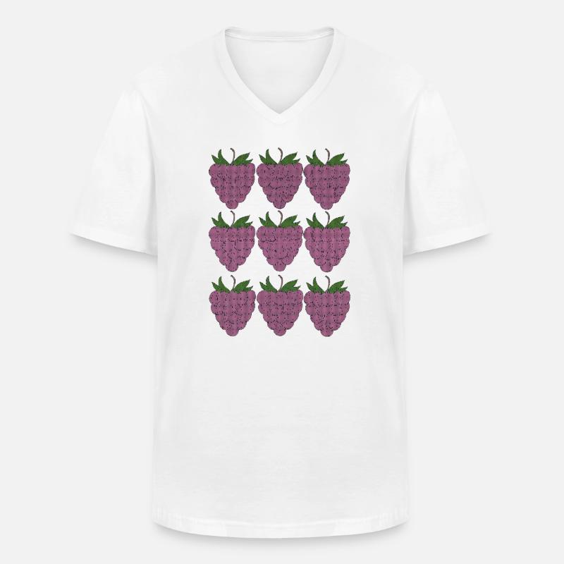 raspberry pattern textile - Men's V-Neck T-Shirt - white