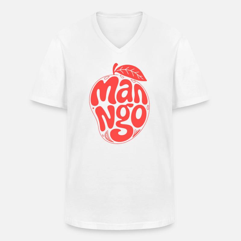 Groovy Mango Fruit Typografie - Männer-T-Shirt mit V-Ausschnitt - Weiß