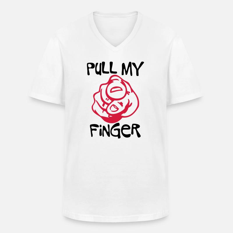 Pull my Finger - Männer-T-Shirt mit V-Ausschnitt - Weiß