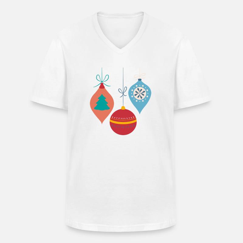 Weihnachtskugeln - Männer-T-Shirt mit V-Ausschnitt - Weiß