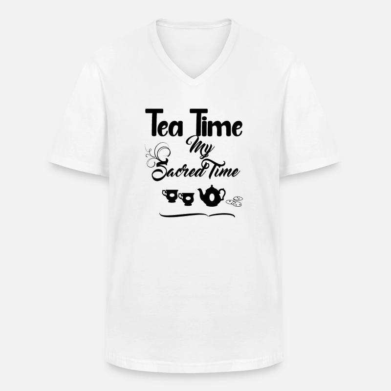 Tea Time - England Design - Männer-T-Shirt mit V-Ausschnitt - Weiß