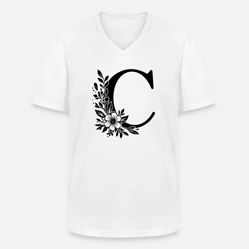 Buchstabe C Blume - Männer-T-Shirt mit V-Ausschnitt - Weiß