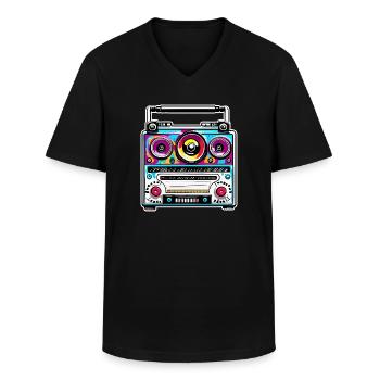 Radio / Analog / Music / Frequency / Speakers - Men's V-Neck T-Shirt - black - Front - AI Model Male 178 dark (178cm)