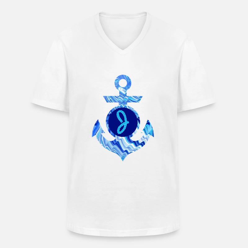 anker e 80 j - Männer-T-Shirt mit V-Ausschnitt - Weiß