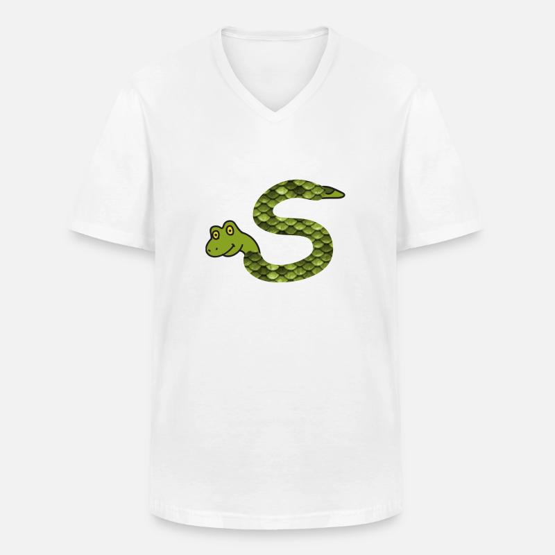 serpente s - Maglietta da uomo classica con scollo a V - bianco