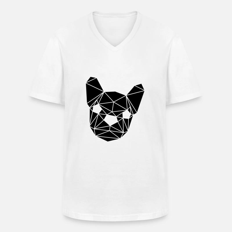 French Bully Poly - Männer-T-Shirt mit V-Ausschnitt - Weiß