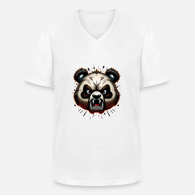Panda arrabbiato - Maglietta da uomo classica con scollo a V - bianco
