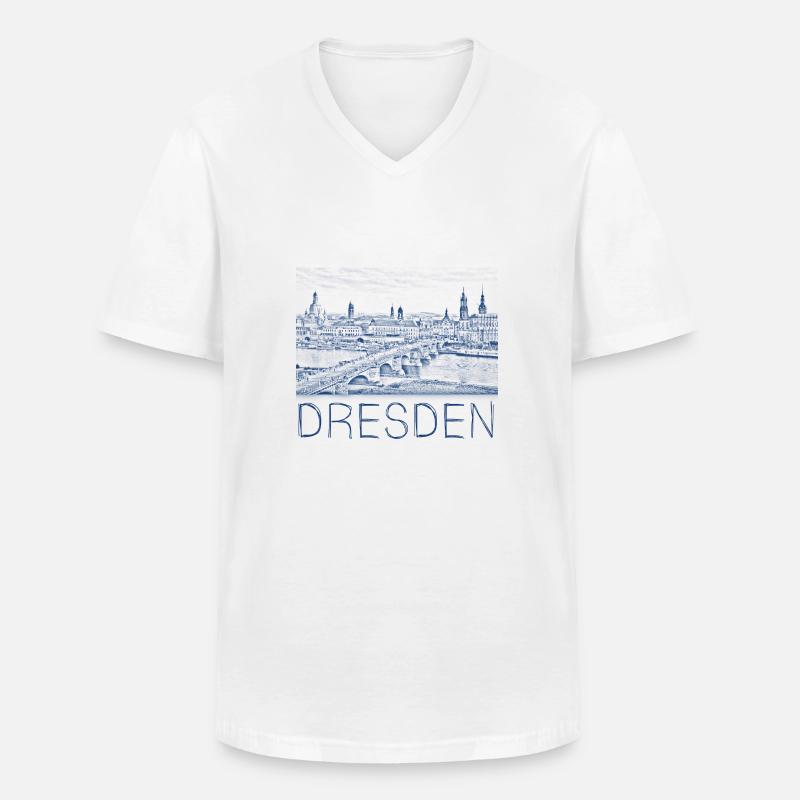 Kulizeichnung Dresden - Maglietta da uomo classica con scollo a V - bianco