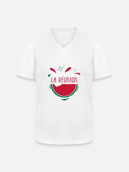 La Réunion - T-shirt col V Homme - blanc