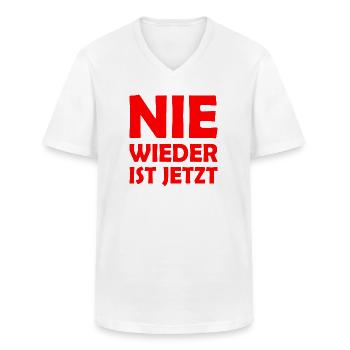 Nie wieder ist jetzt - Männer-T-Shirt mit V-Ausschnitt - Weiß - Vorne - AI Model Male 185 light (185cm)