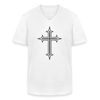 Kreuz - Männer-T-Shirt mit V-Ausschnitt - Weiß - Vorne - AI Model Male 185 light (185cm)