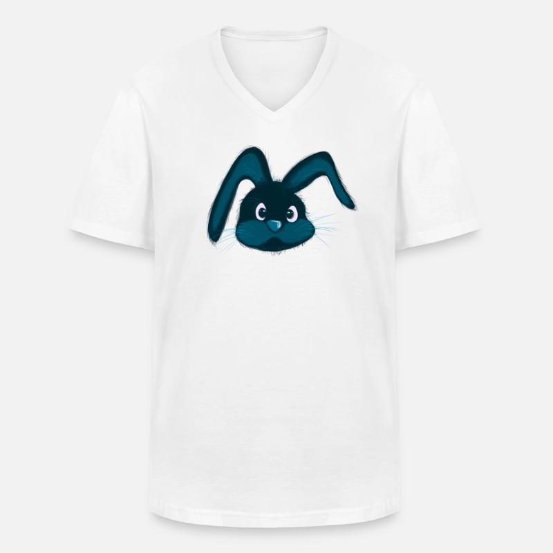Hasenköpfchen - Männer-T-Shirt mit V-Ausschnitt - Weiß