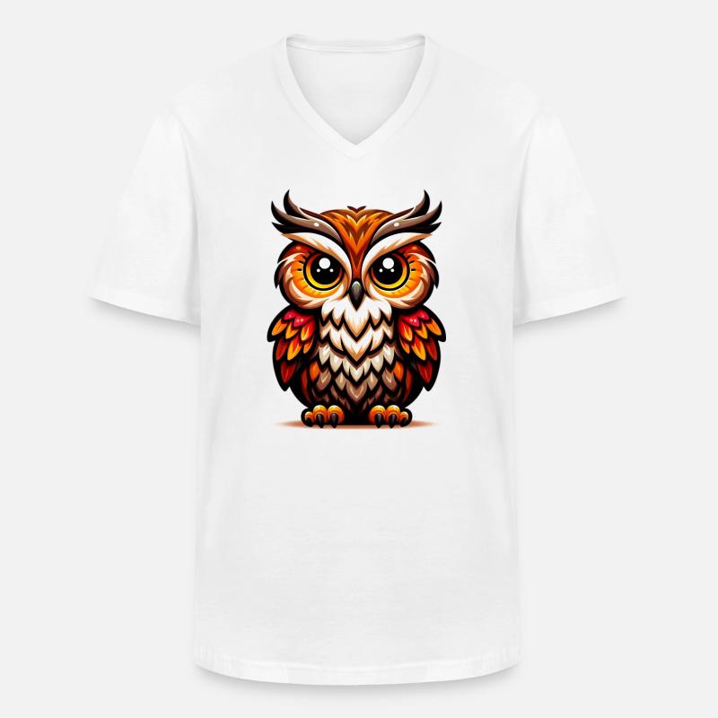 Eule - Männer-T-Shirt mit V-Ausschnitt - Weiß