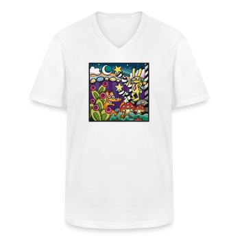 Fox and hare chilling - Men's V-Neck T-Shirt - white - Front - AI Model Male 185 light (185cm)