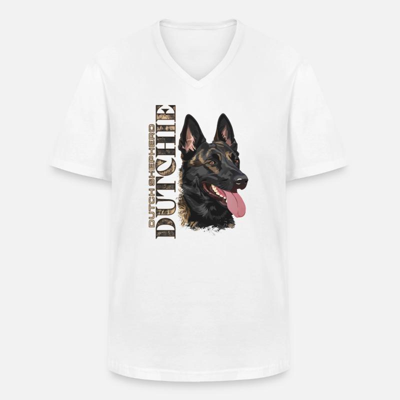 Dutchie - Holländischer Schäferhund - Männer-T-Shirt mit V-Ausschnitt - Weiß