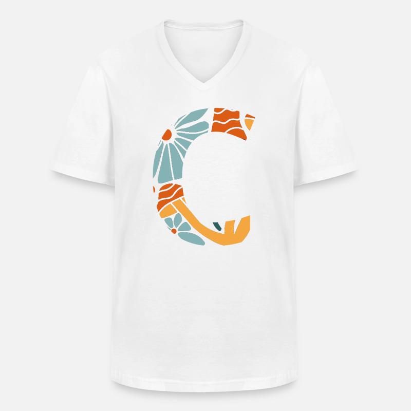 Buchstabe c groovy Blumen Geschenkidee - Männer-T-Shirt mit V-Ausschnitt - Weiß