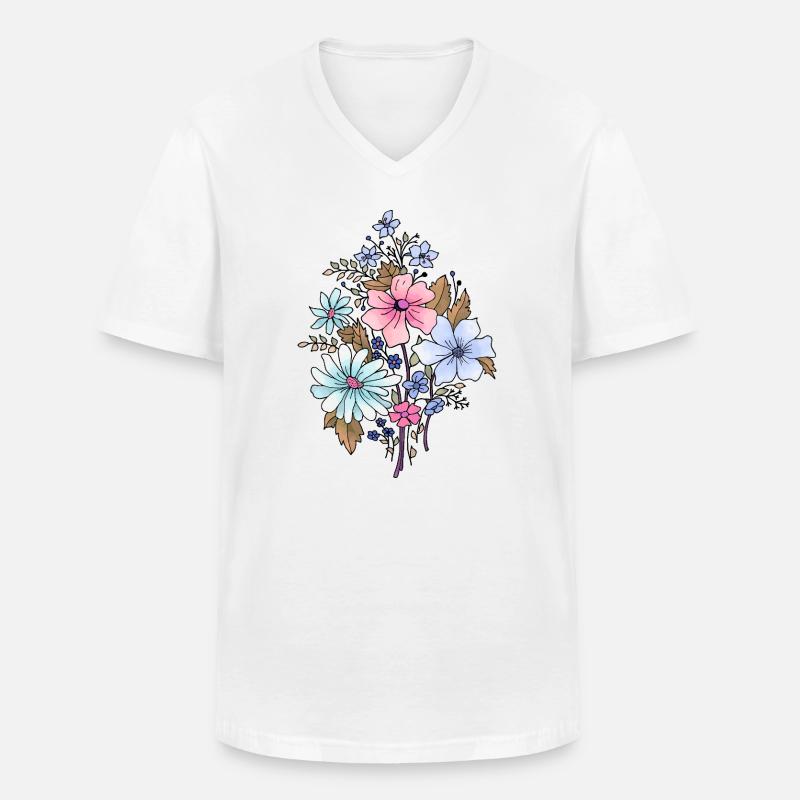 Blumen - Männer-T-Shirt mit V-Ausschnitt - Weiß