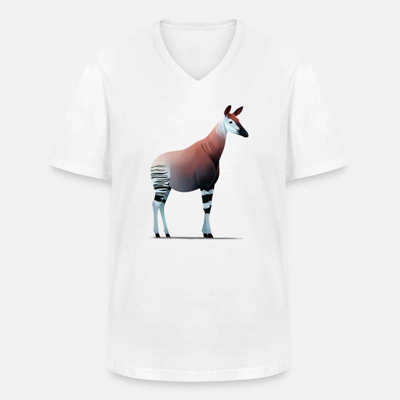 Okapi - Männer-T-Shirt mit V-Ausschnitt - Weiß