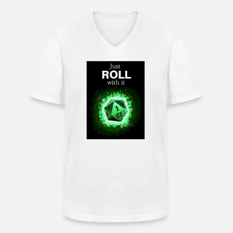 Faites simplement avec les dés verts rétro D20 - T-shirt col V Homme - blanc