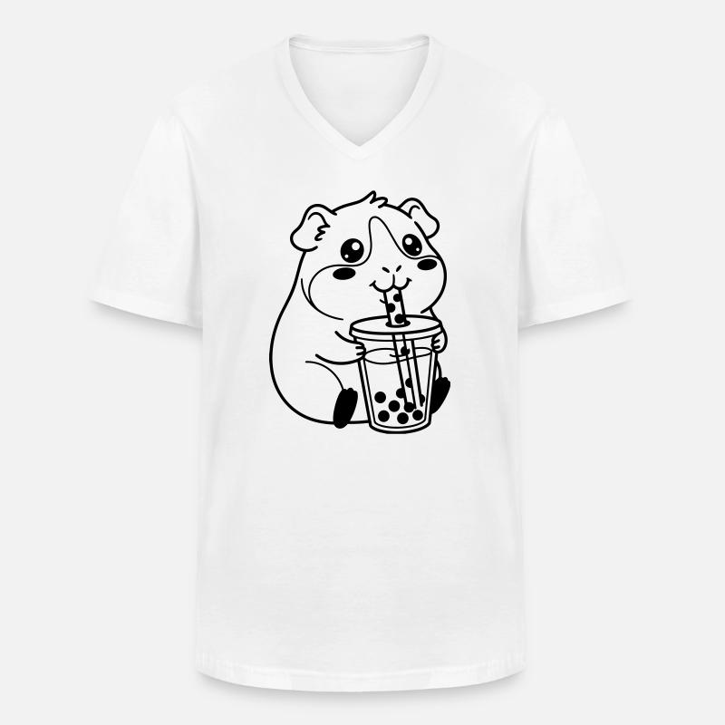 hamster bubble tea - Men's V-Neck T-Shirt - white