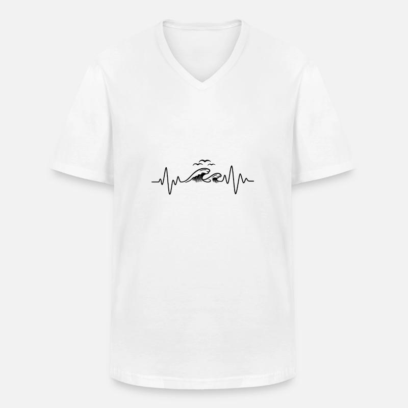 Meer Herzschlag - Männer-T-Shirt mit V-Ausschnitt - Weiß