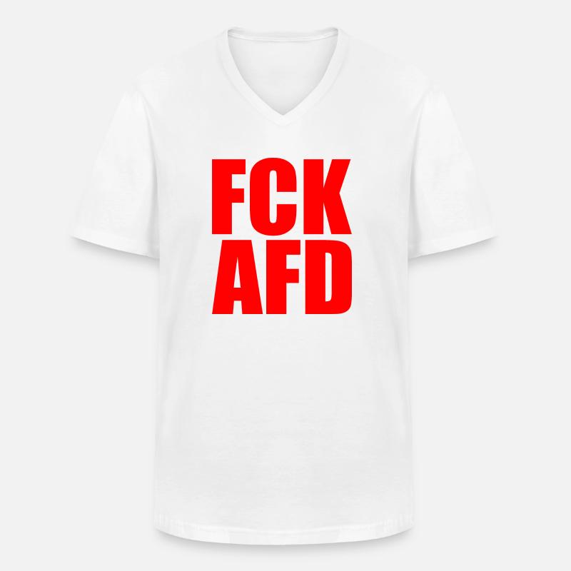 Fck afd - Männer-T-Shirt mit V-Ausschnitt - Weiß