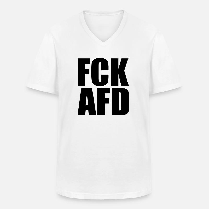 Fck afd - Männer-T-Shirt mit V-Ausschnitt - Weiß