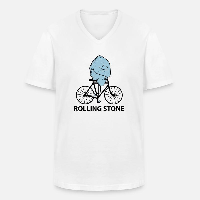 Rolling Stone (b) - Männer-T-Shirt mit V-Ausschnitt - Weiß