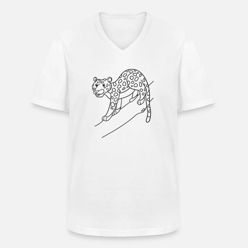Leopard, Raubkatze, Geschenk, Geschenkidee - Männer-T-Shirt mit V-Ausschnitt - Weiß
