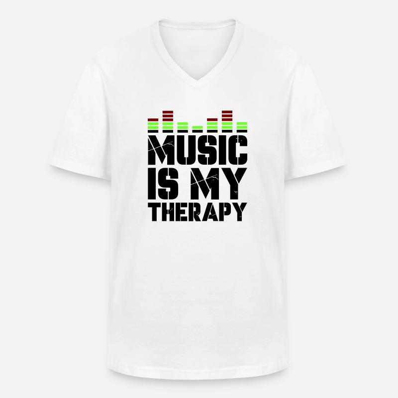 music is my therapy - Männer-T-Shirt mit V-Ausschnitt - Weiß