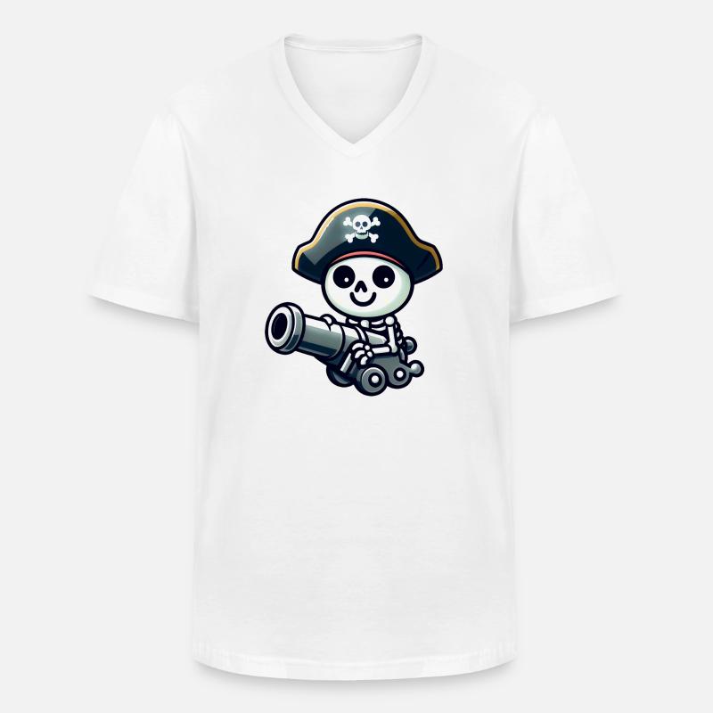 Piratenschädel - Skelett Schatz - Männer-T-Shirt mit V-Ausschnitt - Weiß