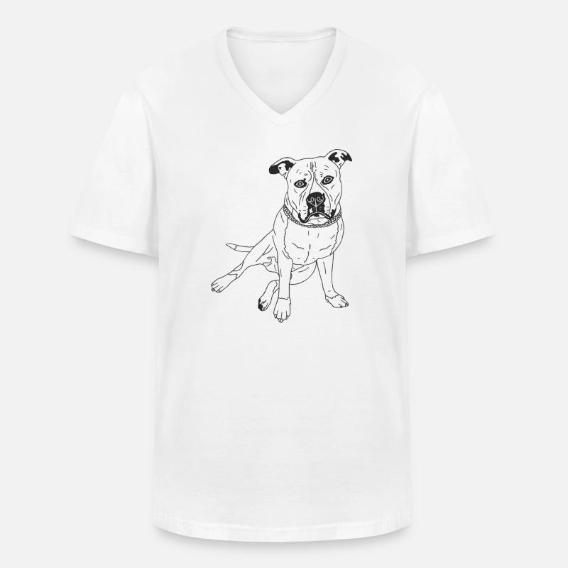 American Pocket Bully - Männer-T-Shirt mit V-Ausschnitt - Weiß