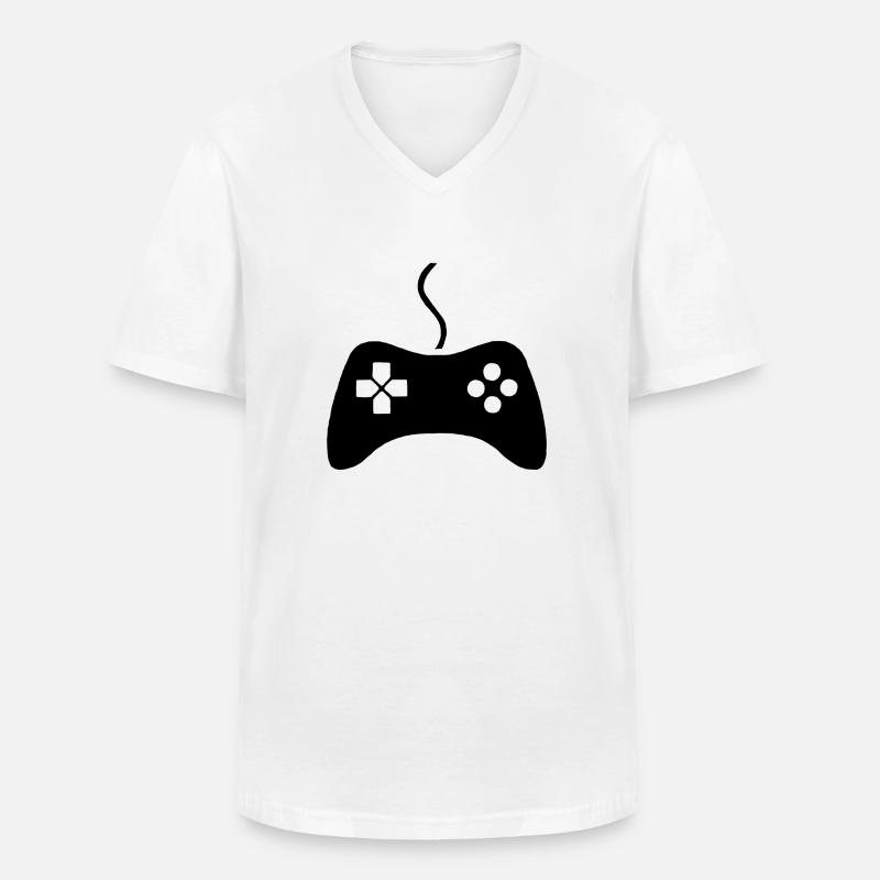 Controller Flat - Männer-T-Shirt mit V-Ausschnitt - Weiß