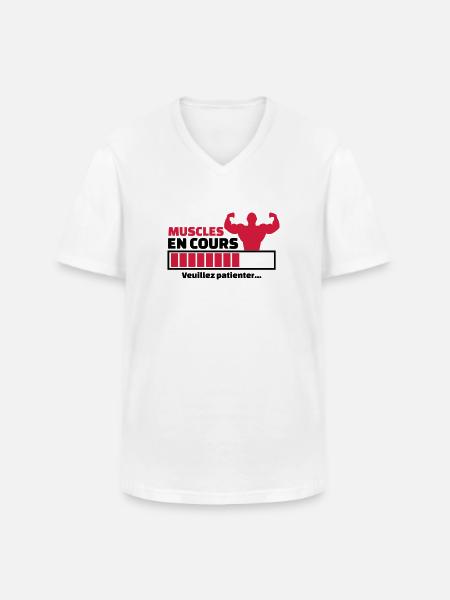 muscles en cours - T-shirt col V Homme - blanc