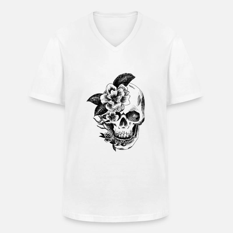 Kran und Blumen - Männer-T-Shirt mit V-Ausschnitt - Weiß