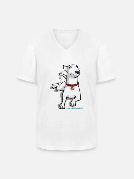 Bull Terrier Cartoon Dog - Men's V-Neck T-Shirt - white