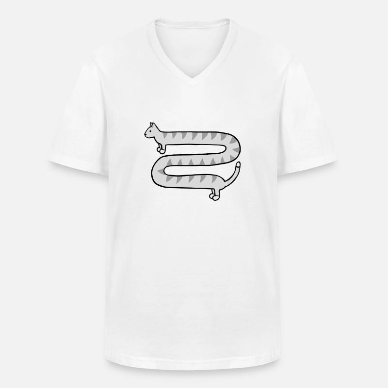 Cute long grey tabby cat - Men's V-Neck T-Shirt - white