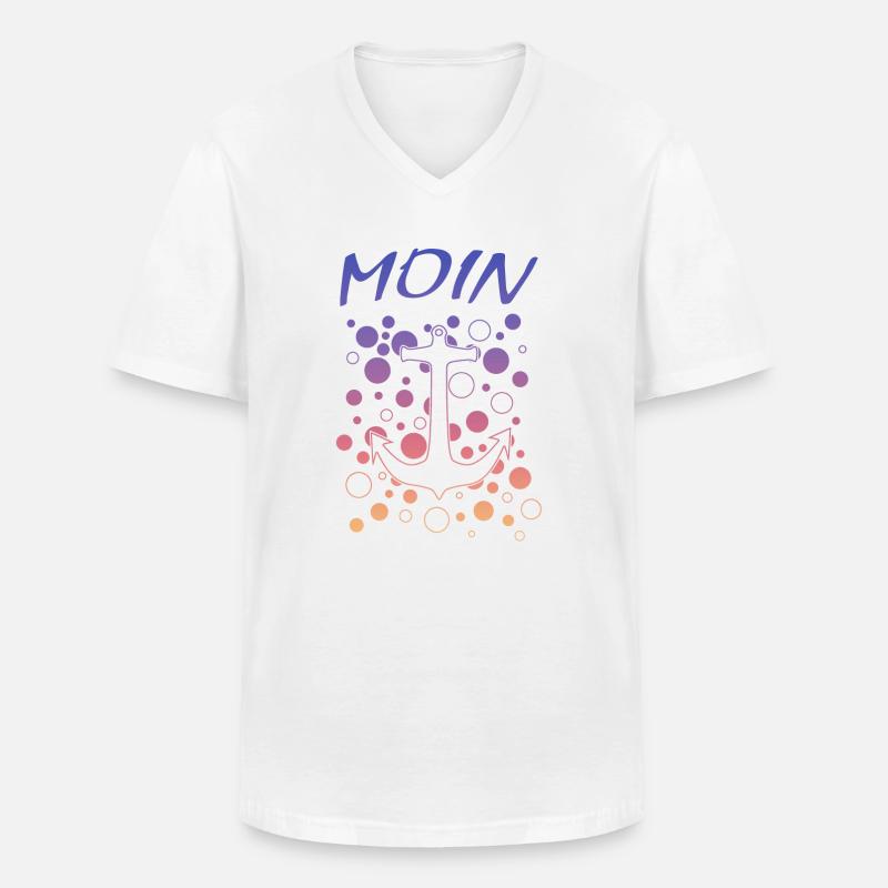 Moin Anker - Männer-T-Shirt mit V-Ausschnitt - Weiß