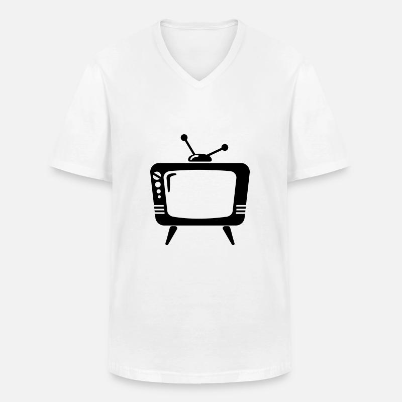 Fernseher - Männer-T-Shirt mit V-Ausschnitt - Weiß