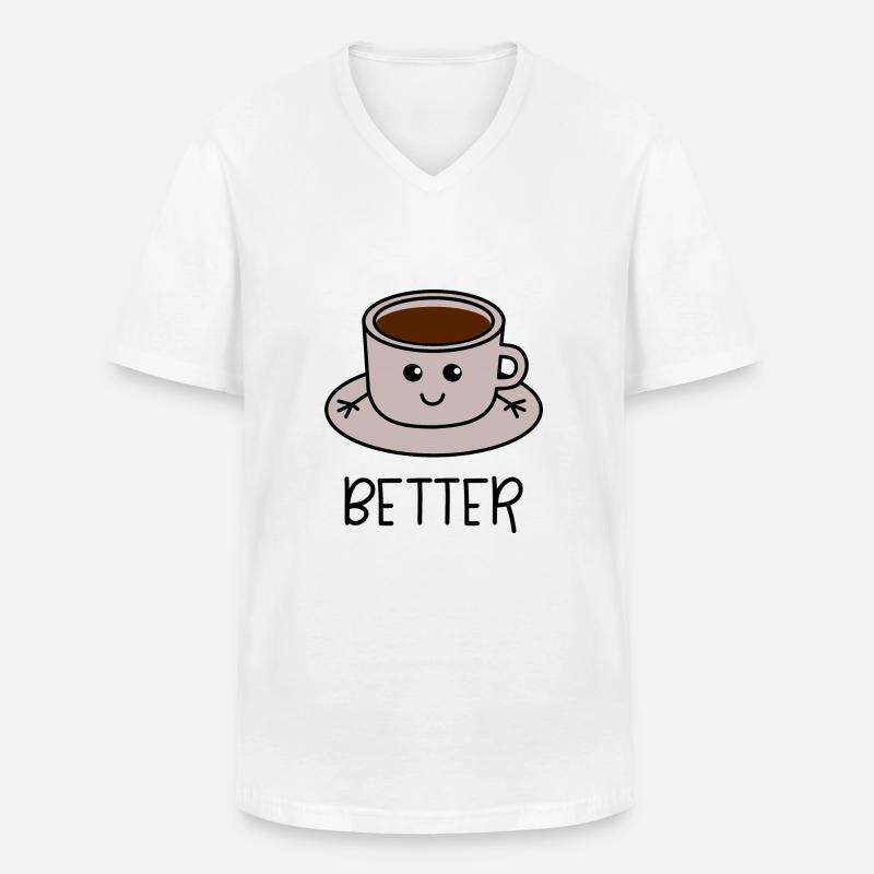 Better Together Partnerlook (Part1) Kaffee - Männer-T-Shirt mit V-Ausschnitt - Weiß
