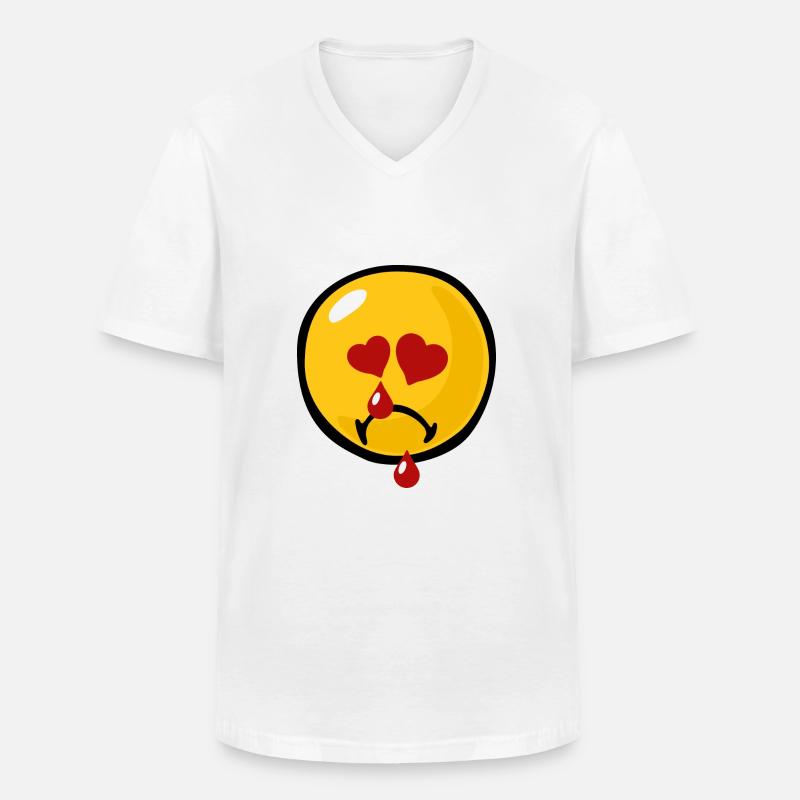 Smiley Sadness Heartbroken - Maglietta da uomo classica con scollo a V - bianco