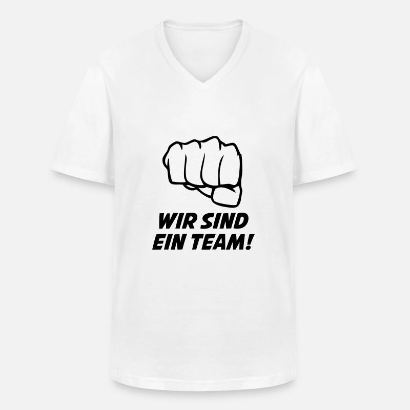 wir_sind_ein_team - Männer-T-Shirt mit V-Ausschnitt - Weiß