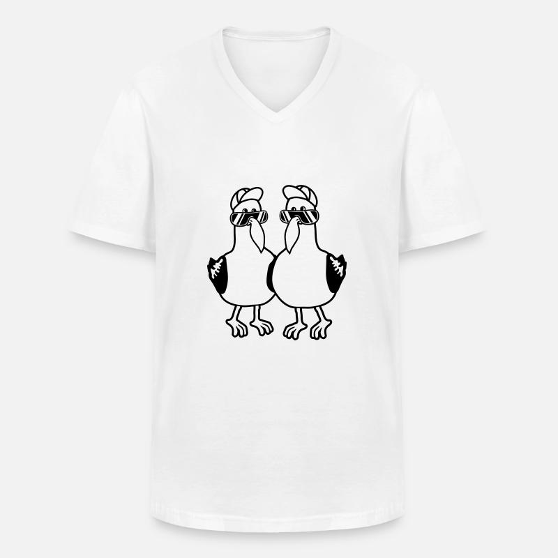 Freunde 2 Möwen Team - Männer-T-Shirt mit V-Ausschnitt - Weiß