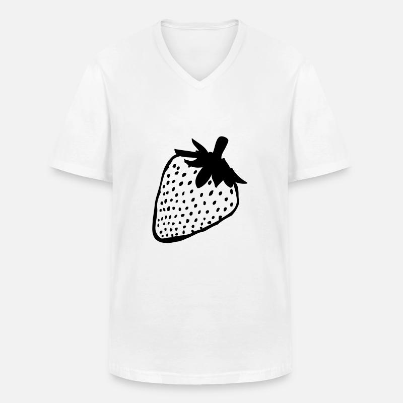 Erdbeere - Männer-T-Shirt mit V-Ausschnitt - Weiß