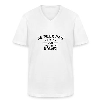 je peux pas j'ai palet - T-shirt col V Homme - blanc - Devant - AI Model Male 185 light (185cm)