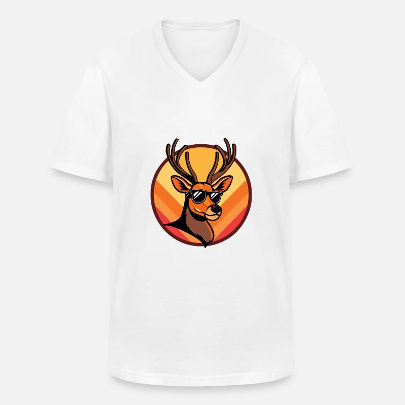 Deer Comic Cool Summer - Men's V-Neck T-Shirt - white