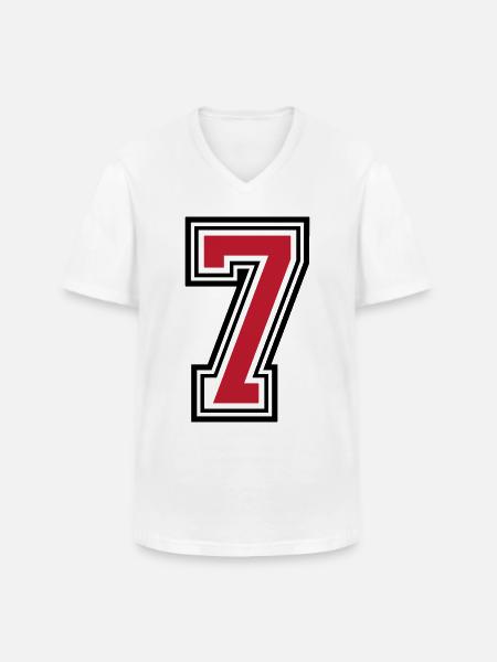 7 Zahl symbol - Männer-T-Shirt mit V-Ausschnitt - Weiß