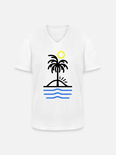 Palm Island - Men's V-Neck T-Shirt - white